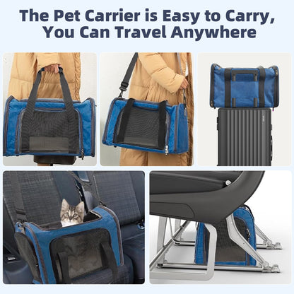 TORIO Pet Travel Backpack, for Cats & Small Dogs,Comfortable & Breathable, Ideal for Long Journeys,Blue