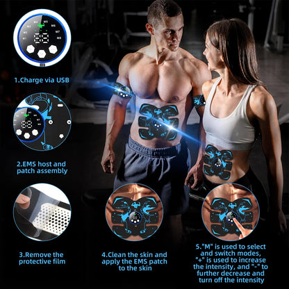 Ab Trainer, Rechargeable Ultimate Muscle Toner Trainer for Men Women Abdominal Fitness Workout EMS Muscle Training