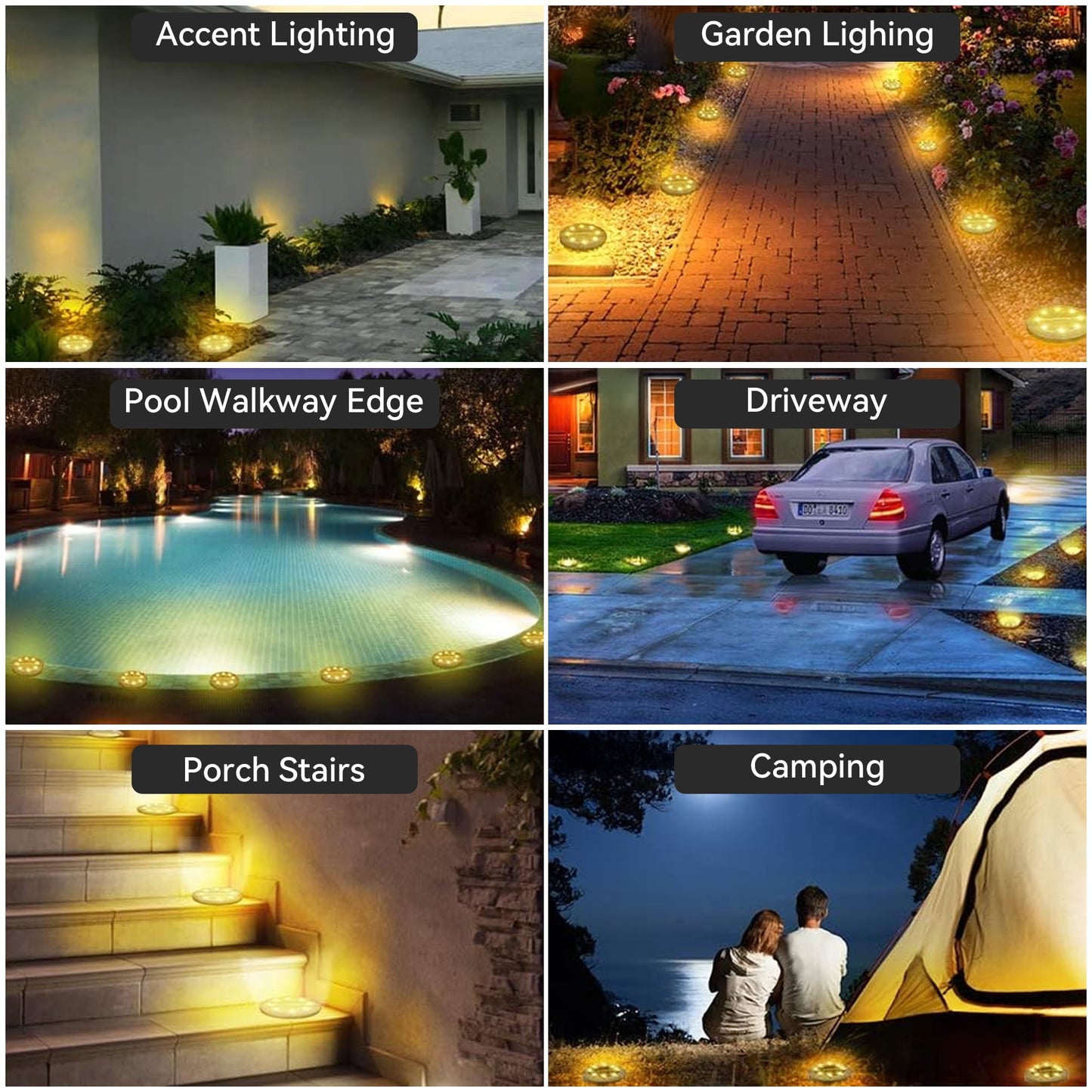 Solar Lights Outdoor Waterproof, 12 Packs LED In-Ground Lights Outdoor Solar Lights for Yard Patio Garden Lawn Deck Outside Pathway Walkway Sidewalk
