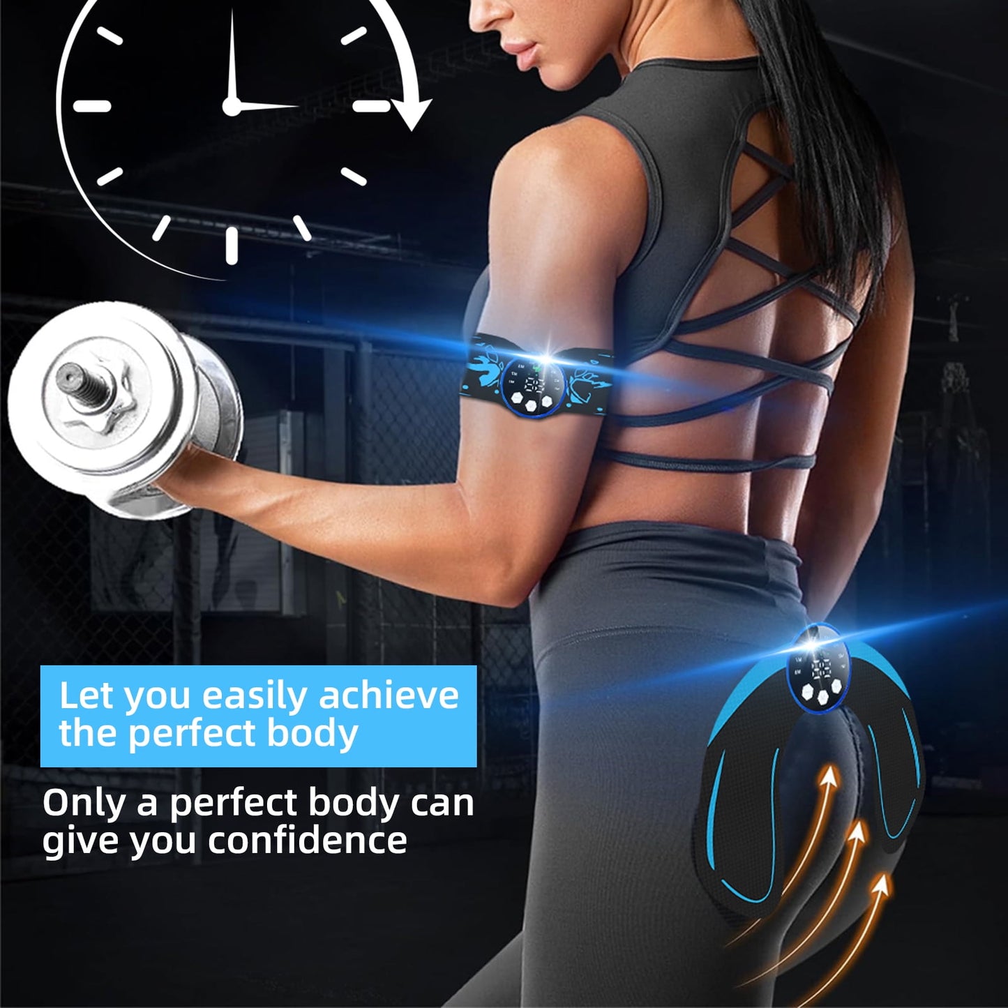Ab Trainer, Rechargeable Ultimate Muscle Toner Trainer for Men Women Abdominal Fitness Workout EMS Muscle Training