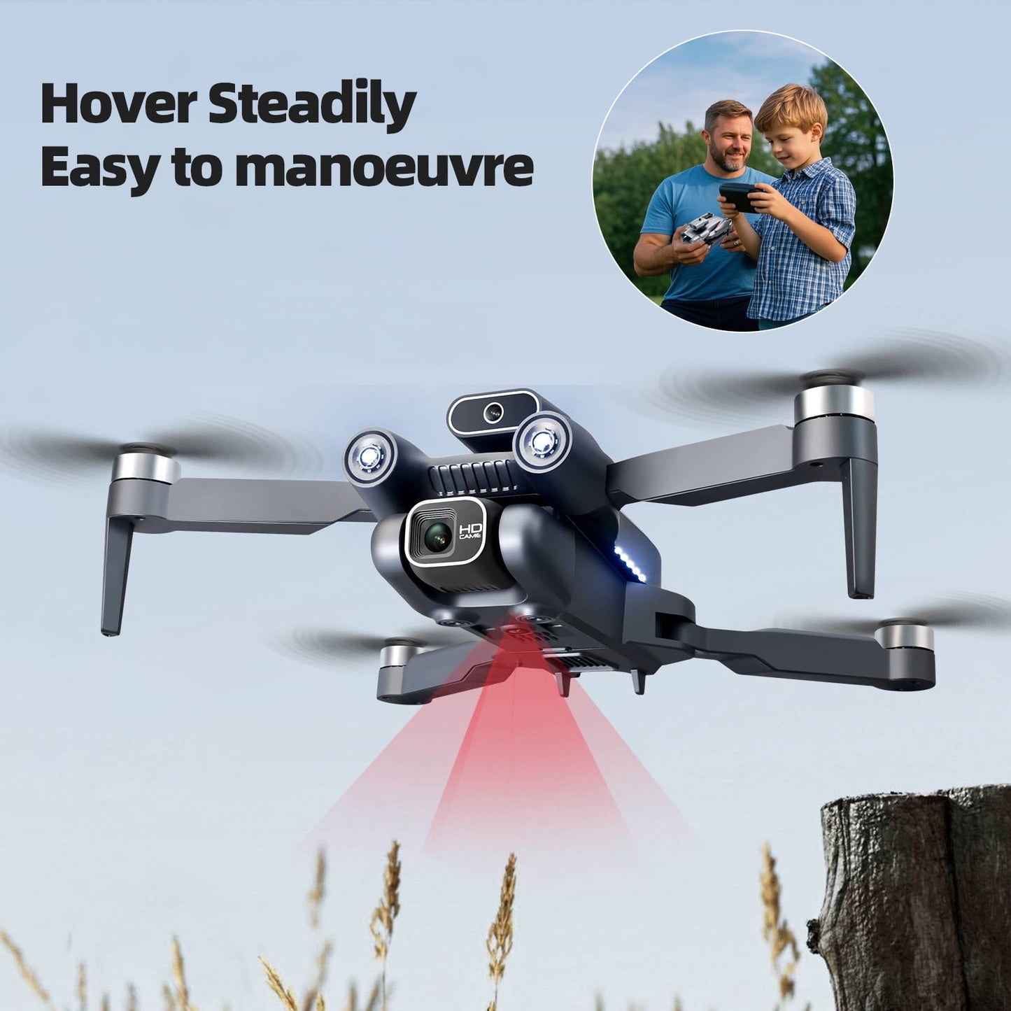 Mini Drone with Camera - Drones for Adults Kids, 4K HD Foldable Drone with Stable Hover, Auto-Follow, Trajectory Flight, Gravity Control, 90° Adjustable Lens,2 Batteries,Toy for Boys 8-15