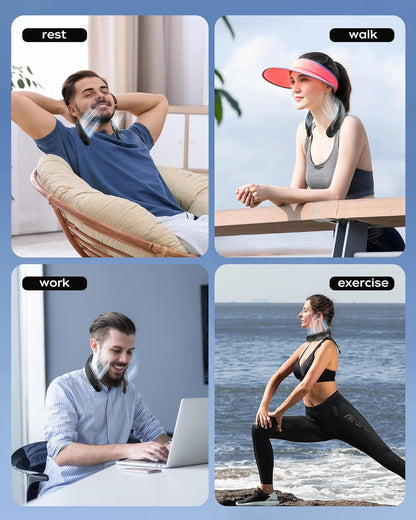 Portable Neck Fan, 4000mAh 360° Cooling Hands Free Bladeless Fan for Outdoor Indoor Birthday Gifts for Dad Men Women Mom