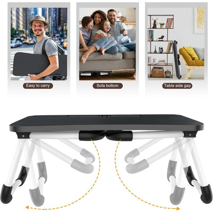 Foldable Lap Desk, 23.6 Inch Portable Wood Laptop Desk for Bed Sofa Reading Writing Eating Watching, Black