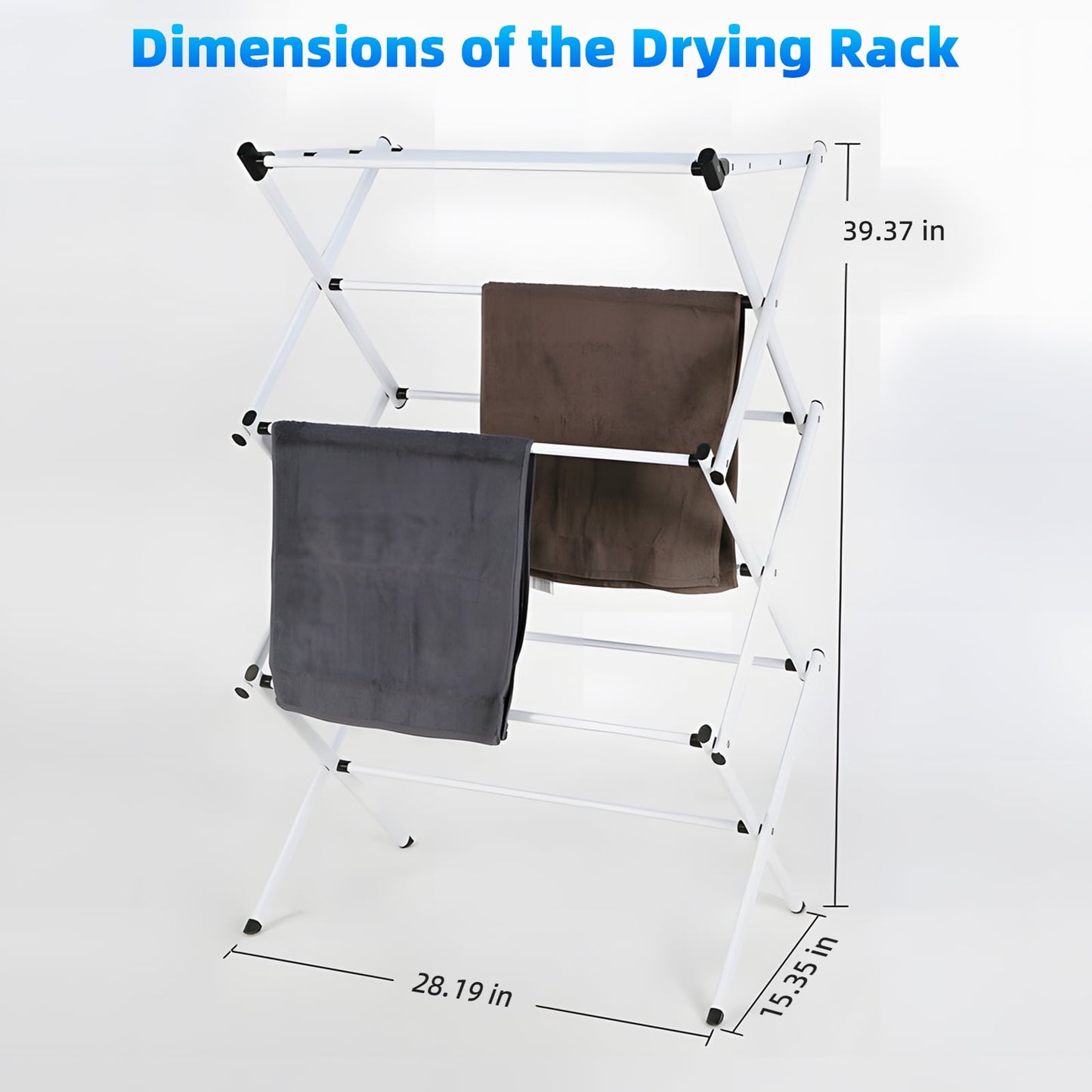 TORIO Foldable Clothes Drying Rack, Space-Saving, Durable, Adjustable, Ideal for Apartments & Dorms