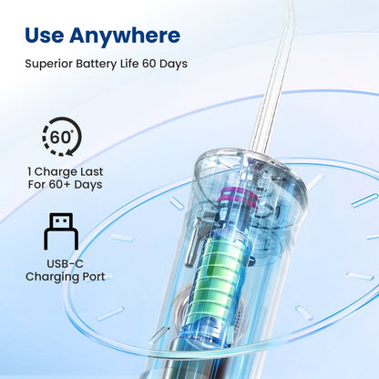 Portable Water Flosser for Teeth: Oral Irrigator Water Teeth Cleaner Pick with 5 Modes, Rechargeable 5 Jet Tips Floss Picks for Home Travel,White