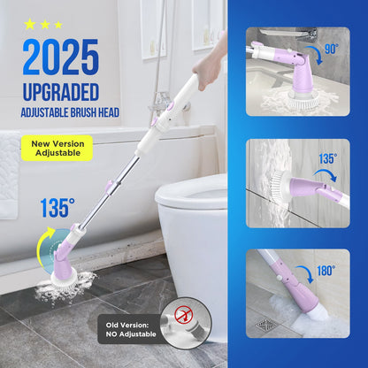 SZRSTH Electric Spin Scrubber - Cordless Cleaning Brush with Extendable Handle Power Shower Scrubber for Bathroom Kitchen Tile Floor