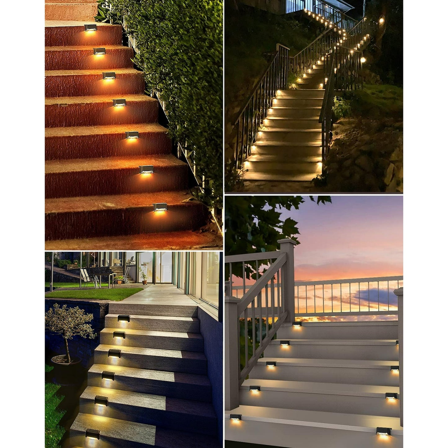 SZRSTH Solar Outdoor Lights Waterproof - 16PCS LED Solar Step Deck Lights Decor for Stairs Fence Yard Patio Pathway -Warm White