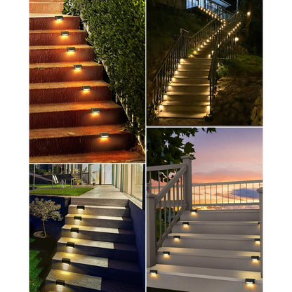 SZRSTH Solar Outdoor Lights Waterproof - 16PCS LED Solar Step Deck Lights Decor for Stairs Fence Yard Patio Pathway -Warm White