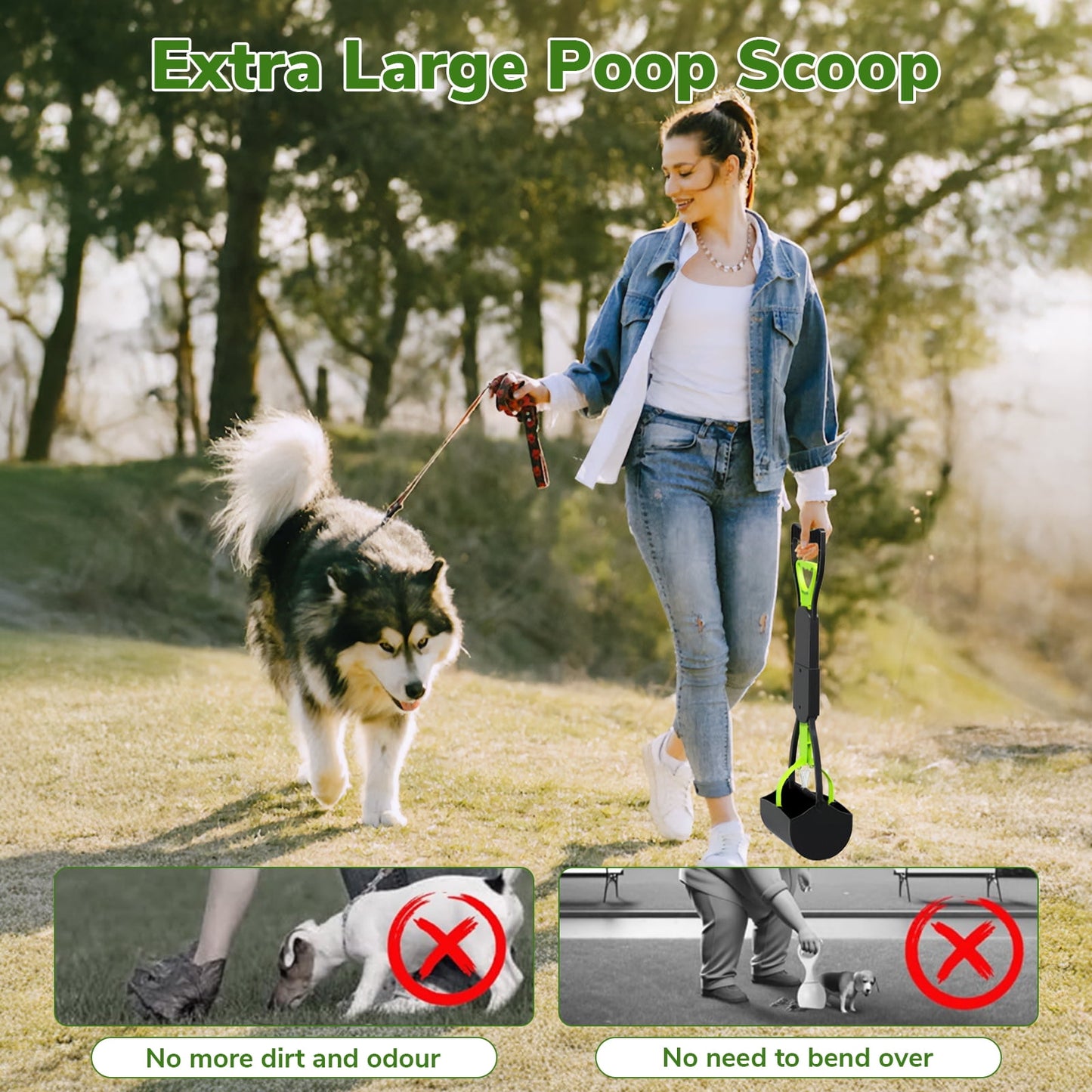 ABSOKE Pooper Scooper,Folding Dog Poop Scooper for Large Small Dogs,Portable Dog Poop Pick up Tool for Yard,Grass,Dirt,Gravel