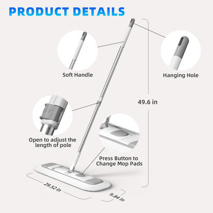 TORIO 2-in-1 Wet & Dry Mop, for Hardwood and Tile Floors Streak-Free, Quick-Drying, High Absorbency Cleaning Tool