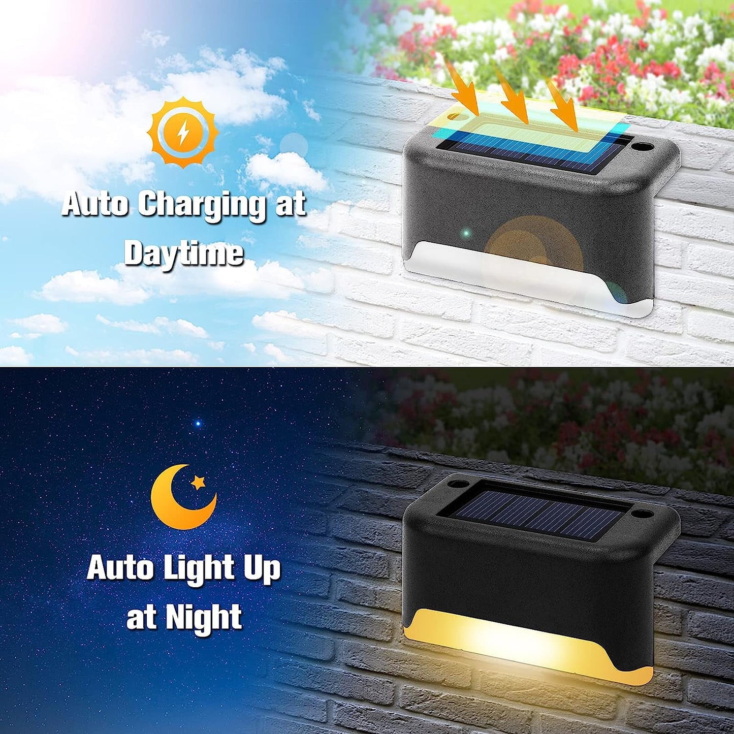 SZRSTH Solar Outdoor Lights Waterproof - 16PCS LED Solar Step Deck Lights Decor for Stairs Fence Yard Patio Pathway -Warm White