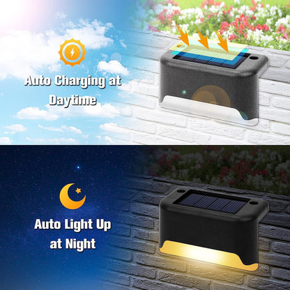 SZRSTH Solar Outdoor Lights Waterproof - 16PCS LED Solar Step Deck Lights Decor for Stairs Fence Yard Patio Pathway -Warm White