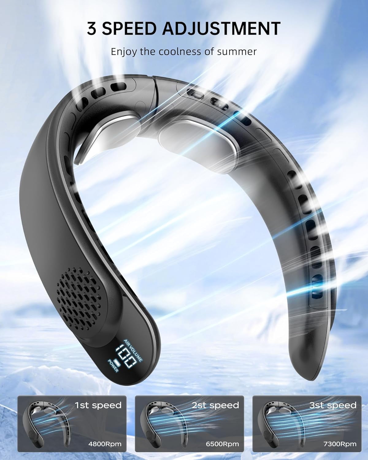 Portable Neck Fan, 4000mAh 360° Cooling Hands Free Bladeless Fan for Outdoor Indoor Birthday Gifts for Dad Men Women Mom