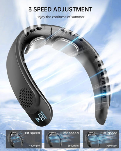 Portable Neck Fan, 4000mAh 360° Cooling Hands Free Bladeless Fan for Outdoor Indoor Birthday Gifts for Dad Men Women Mom