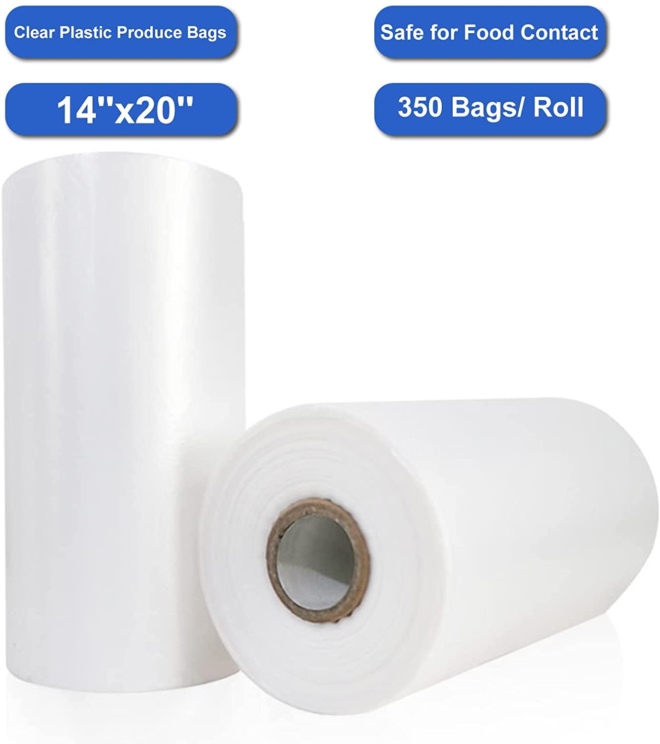 Plastic Produce Bags, Clear Plastic Produce Bags Roll for Bread, Fruits, Vegetable, Kitchen,Bags