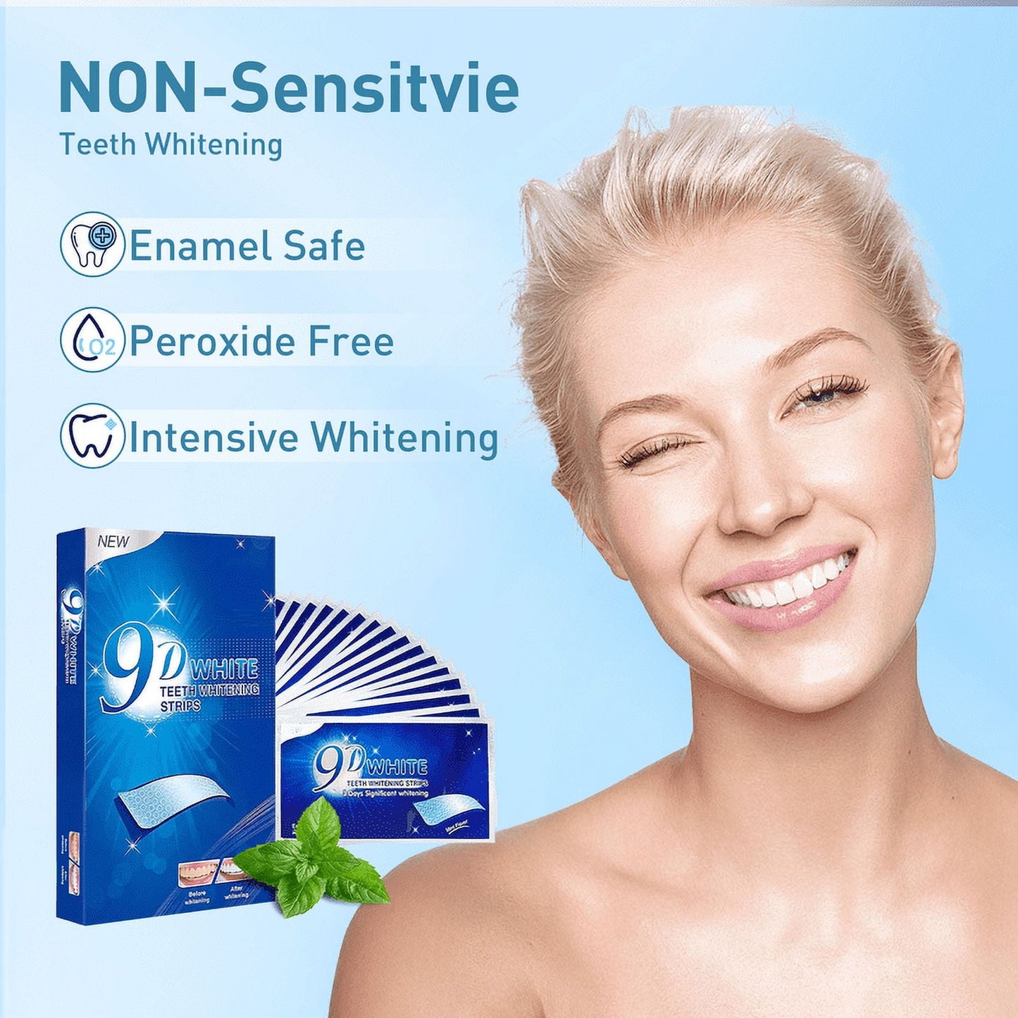 Teeth Whitening Strips for Tooth White: 56 Strips Teeth Whitening Kit for Deep Stains Removal, Mint