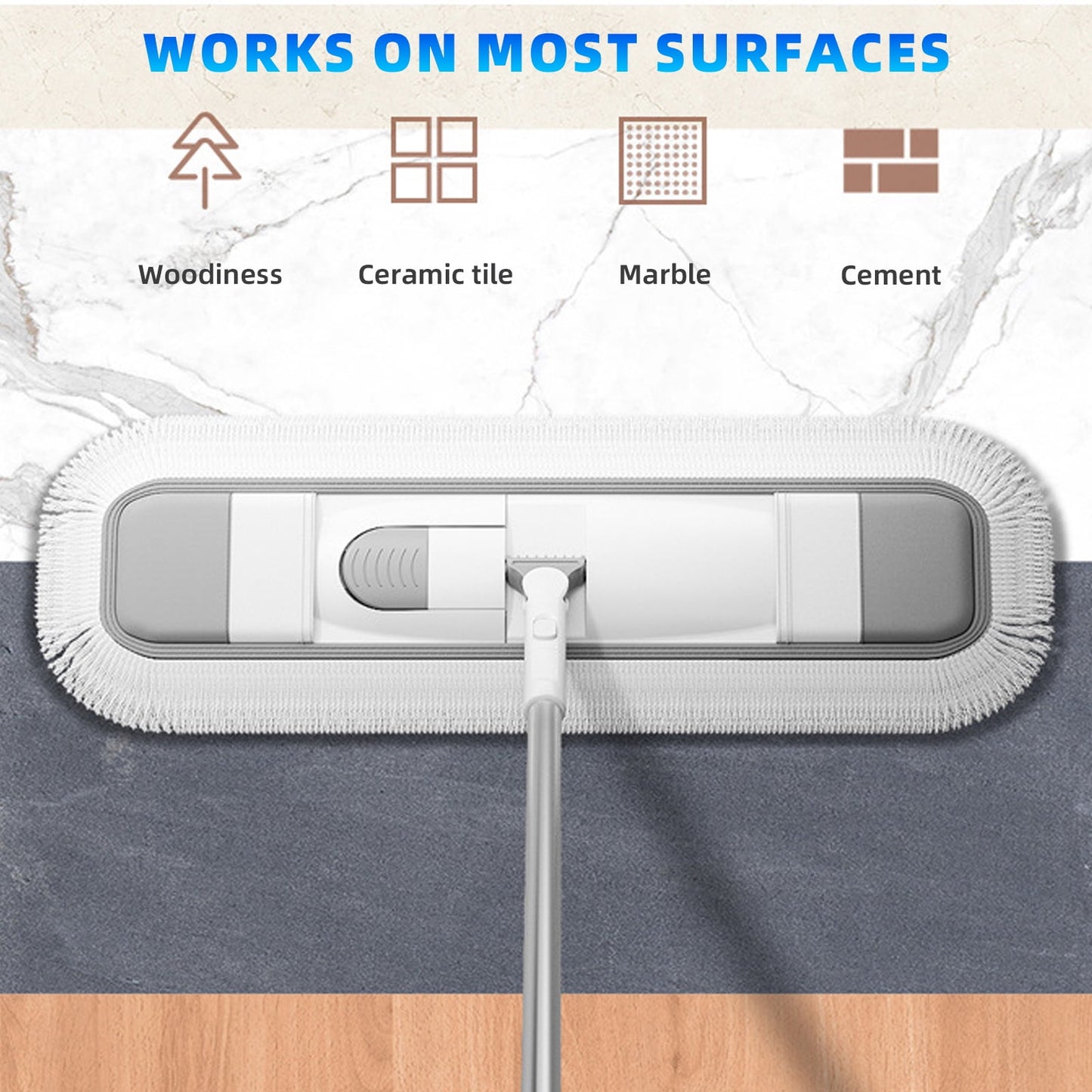 TORIO 2-in-1 Wet & Dry Mop, for Hardwood and Tile Floors Streak-Free, Quick-Drying, High Absorbency Cleaning Tool