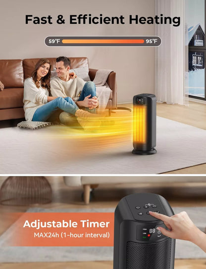 Space Heater 1500W Space Heaters Efficient Heating with LED Display 1-24H Timer