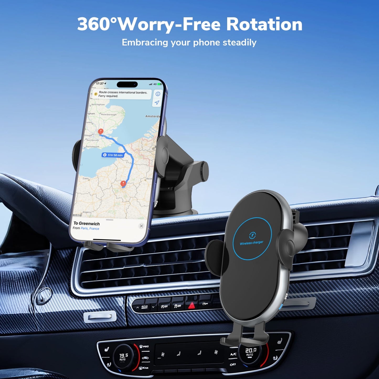 Car Charger Mount Compatible for iphone, Phone Charger Holder for Car Dashboard, Hands Free Car Phone Holder Mount Dash Compatible for iphone 16 15 14 13 12 Pro Max Plus Car Accessories