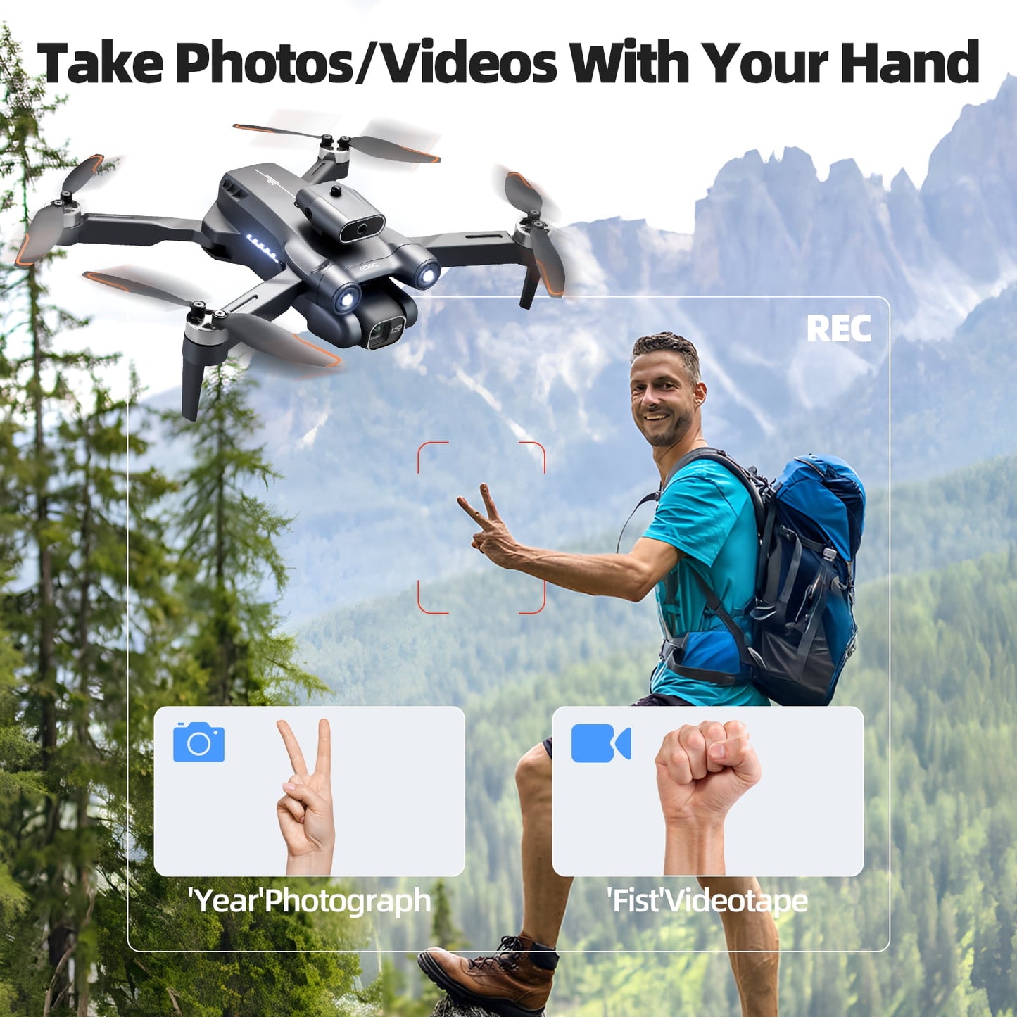 Mini Drone with Camera - Drones for Adults Kids, 4K HD Foldable Drone with Stable Hover, Auto-Follow, Trajectory Flight, Gravity Control, 90° Adjustable Lens,2 Batteries,Toy for Boys 8-15
