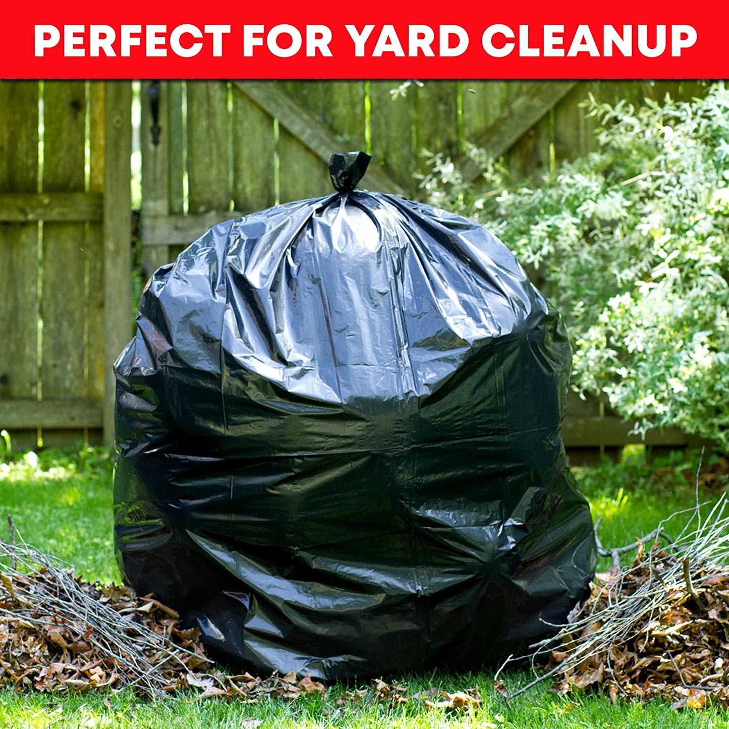 64-65 Gallon Trash Bags Heavy Duty (Value-PACK 50 Bags w/Ties) Large Black Industrial Trash Bags Heavy Duty 60 Gallon Trash Bags