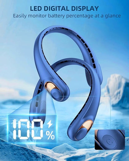 Portable Neck Fan, Hands-Free Bladeless 3 Speeds 5200 mAh Personal Fan Gift for Women Men Dad