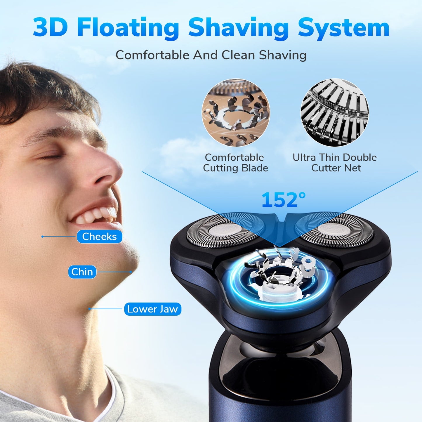 detects motiond Electric Razor: Men's Electric Shavers, Rechargeable Wet Dry Beard Trimmer with LED Display - Cordless Portable Razor