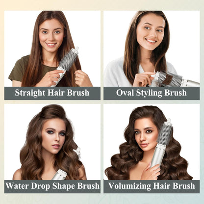 Round Brush Attachment Blow Dryers Attachments, Normal Oval Round Volumizing Brush Styling for Straight, Wavy, Curly, and Coily Hair, Sliver