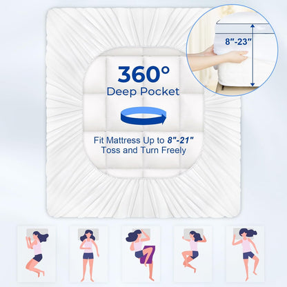 Full Mattress Topper,Extra Thick Mattress Pad Cover for Deep Sleep,3D+7D Snow Down Alternative Fill Overfilled Plush Pillow Top with 8-23 Inch Deep Pocket-White