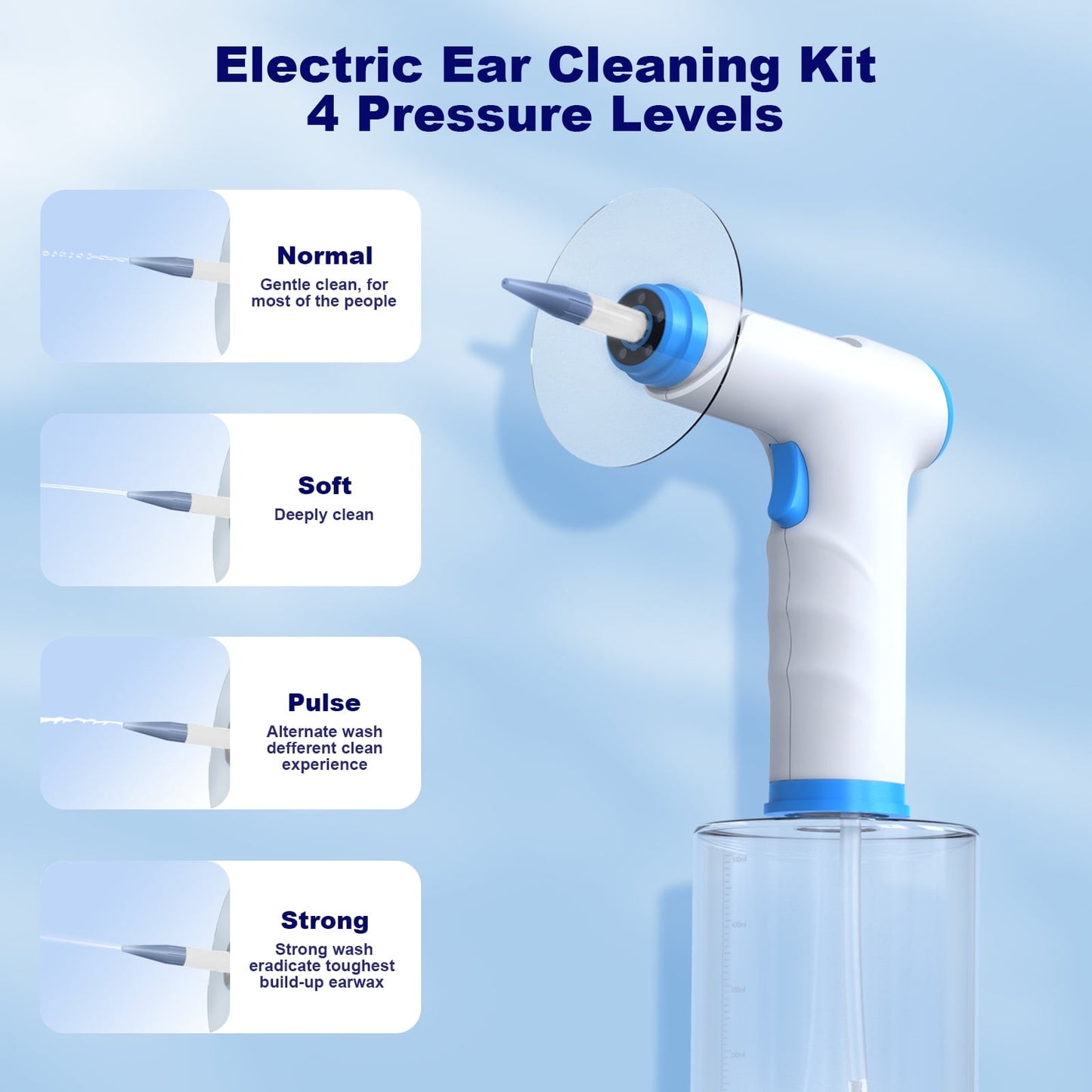 Ear Wax Removal - Electric Ear Cleaner with 4 Pressure Settings, Safe & Effective Ear Wax Removal Kit for Adults - Includes Basin, Towel & 10 Tips