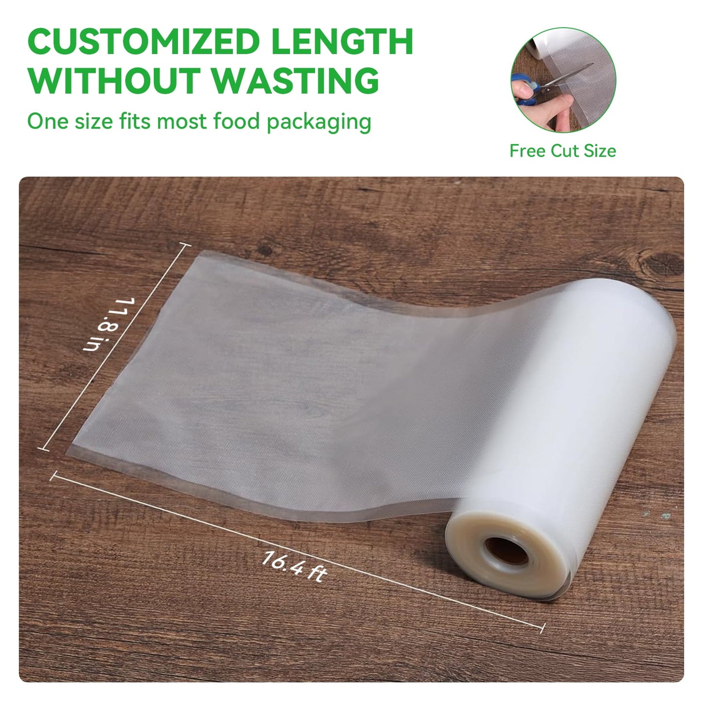 Torio BPA-Free Vacuum Sealer Bags, 2 Rolls (11.8" x 16.4') Heavy Duty Commercial Grade for Freezer & Sous Vide Cooking