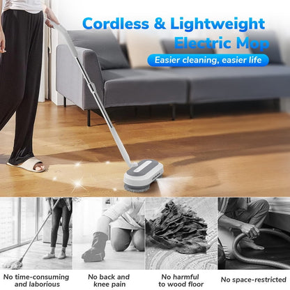Cordless Electric Mop for Home, Electric Spin Mop with LED Headlights & 200ml Water Tank, Up to 50mins Working Time