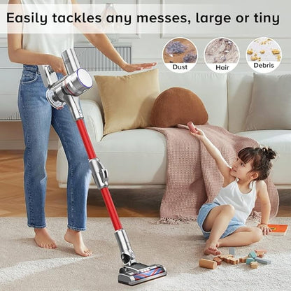 Cordless Vacuum Cleaner, Stick Vacuum Rechargeable, Lightweight Vacuum Handheld Househeld for Carpet and Floor Pet Hair