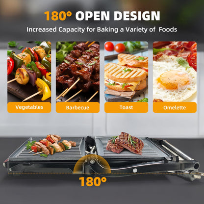 Kailwokk Panini Press Grill,Non-Stick Coated Plates Sandwich Maker,2 Slice Stainless Steel Electric Indoor Grill Opens 180¡ã to Fit Any Thickness Sandwich,Burgers,Steak