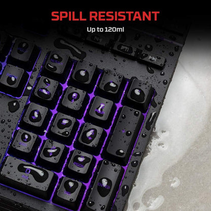 Gaming Keyboard, Comfortable Quiet Silent Keys with RGB LED Lighting Effects, Spill Resistant, Dedicated Media Keys, Compatible with Windows 10/8.1/8/7 – Black