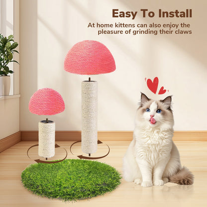 Cat Scratching Post: Mushroom Cat Tree, Cute Cat Tower with Natural Sisal Rope Cat Scratching Posts for Indoor Cats Adults and Kitten