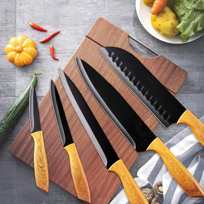 Kitchen Knife Set with Block, 19 PCS High Carbon Stainless Steel Sharp Serrated Steak Knives