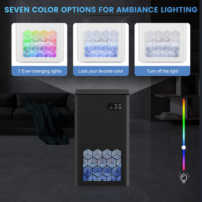 Dehumidifier, Dehumidifiers for Room, 95 OZ Water Tank, (950 sq.ft) Dehumidifiers for Basement Home Bathroom Bedroom with Auto Shut Off, 7 Colors LED Light, Black