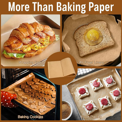 Parchment Paper for Baking – Roll with Cutter, Heavy Duty Non-Stick Brown Parchment for Baking, Steaming and Air Fryer,