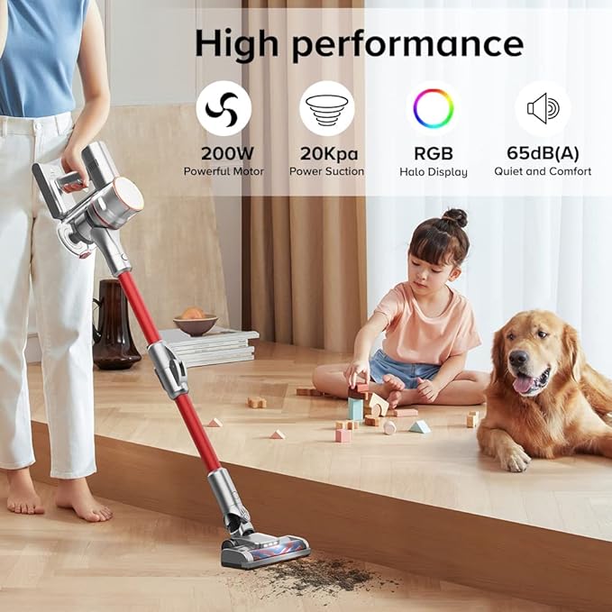 Cordless Vacuum Cleaner, Stick Vacuum Rechargeable, Lightweight Vacuum Handheld Househeld for Carpet and Floor Pet Hair