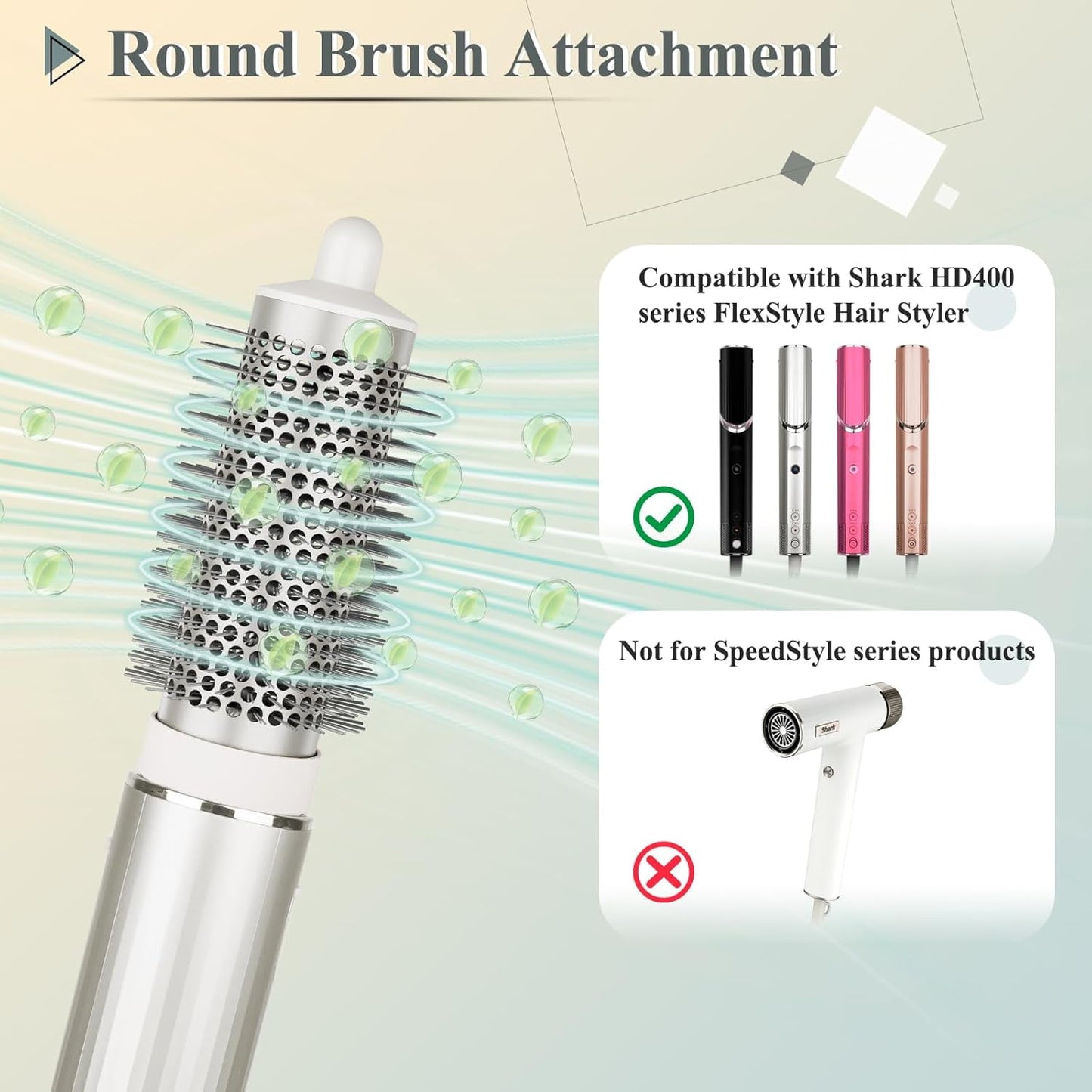 Round Brush Attachment Blow Dryers Attachments, Normal Oval Round Volumizing Brush Styling for Straight, Wavy, Curly, and Coily Hair, Sliver