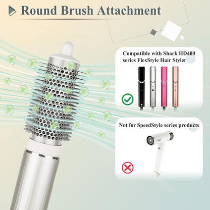 Round Brush Attachment Blow Dryers Attachments, Normal Oval Round Volumizing Brush Styling for Straight, Wavy, Curly, and Coily Hair, Sliver