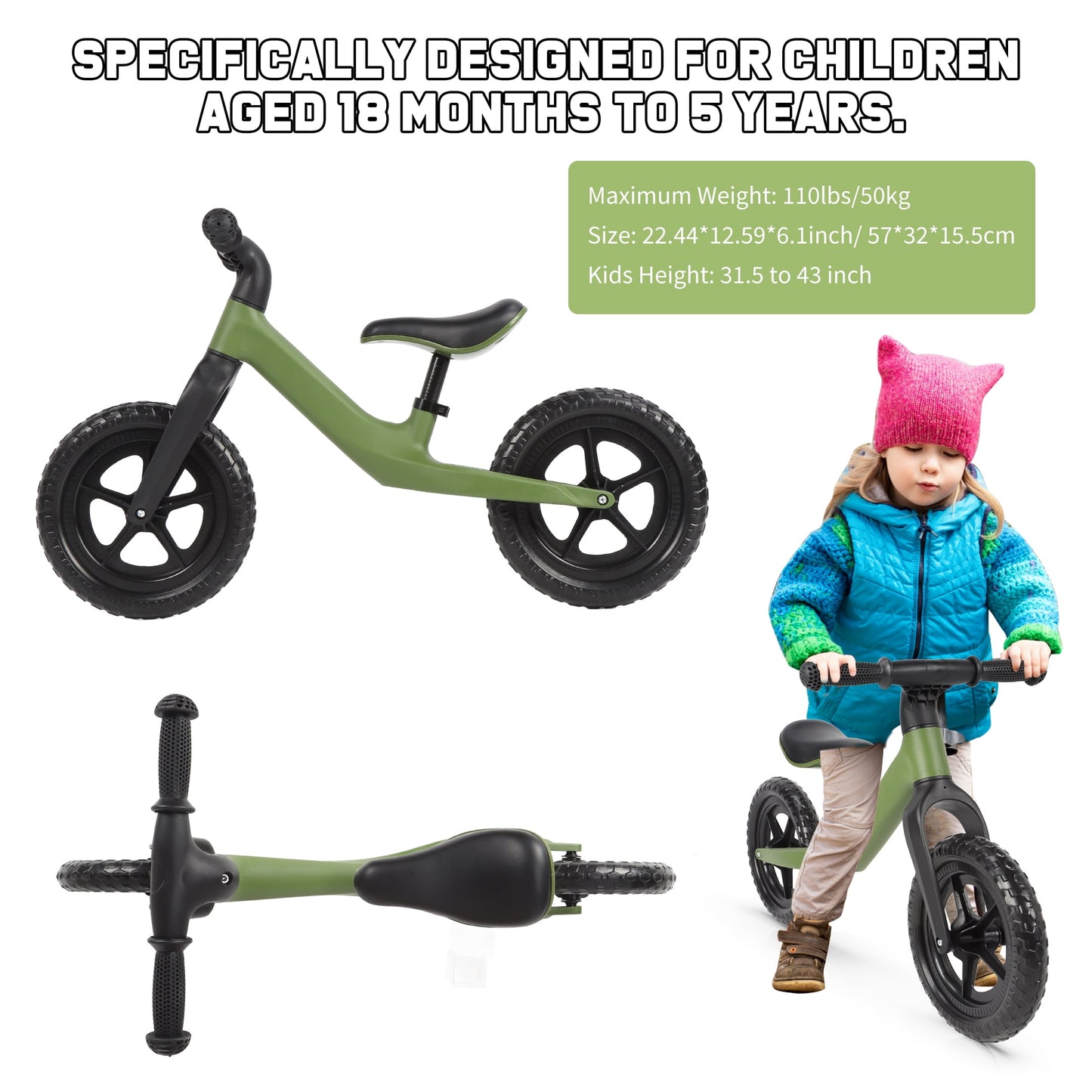 Baby Balance Bike Children Walker for 1-3 Years Old Boys Girls 12-36 Months Kids Toddler First Bike 4 Wheels Riding Toys,First Birthday Gifts