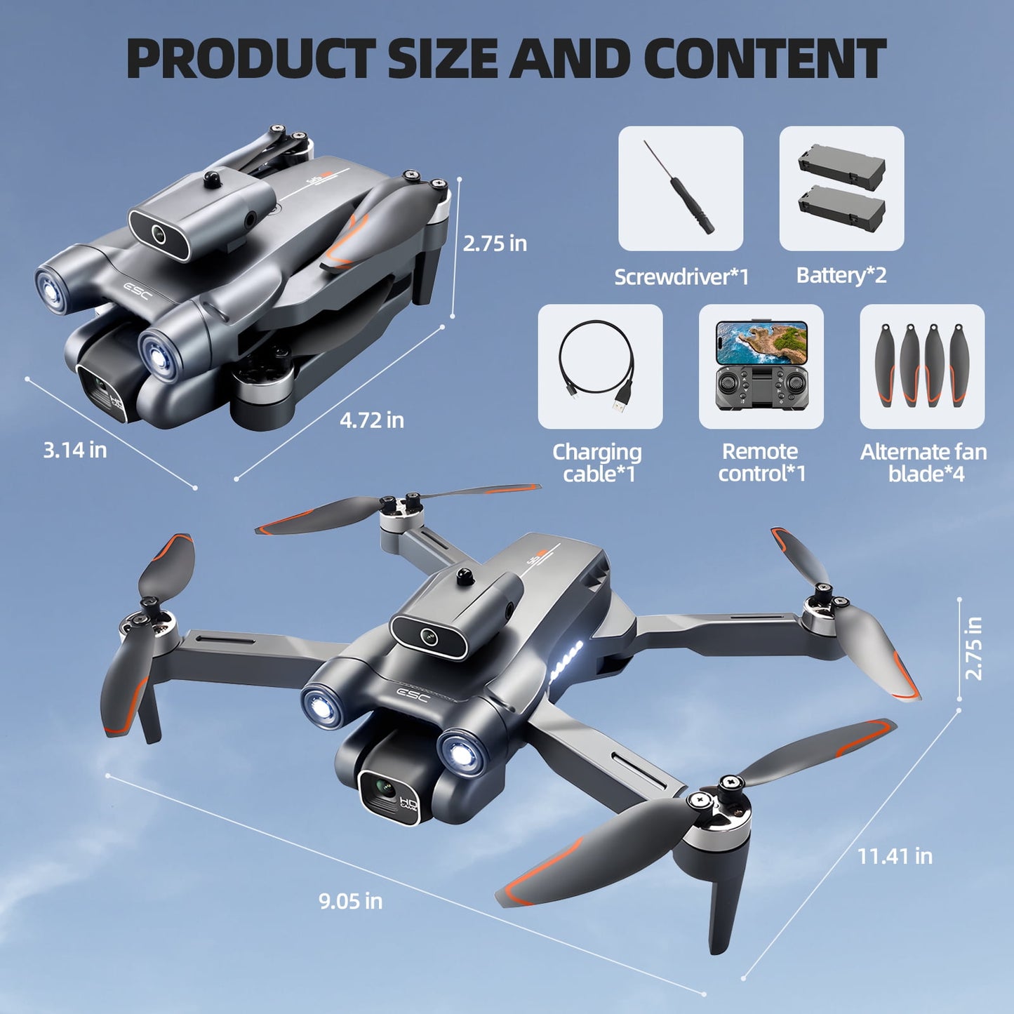 Mini Drone with Camera - Drones for Adults Kids, 4K HD Foldable Drone with Stable Hover, Auto-Follow, Trajectory Flight, Gravity Control, 90° Adjustable Lens,2 Batteries,Toy for Boys 8-15