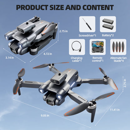Mini Drone with Camera - Drones for Adults Kids, 4K HD Foldable Drone with Stable Hover, Auto-Follow, Trajectory Flight, Gravity Control, 90° Adjustable Lens,2 Batteries,Toy for Boys 8-15