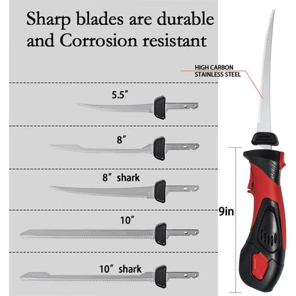 Electric knife and Fork with Stainless Steel Blades and Ergonomically Designed Handles for Easy Grip and Convenient Blade Removal, Perfect for Thanksgiving, Meat and Cheese