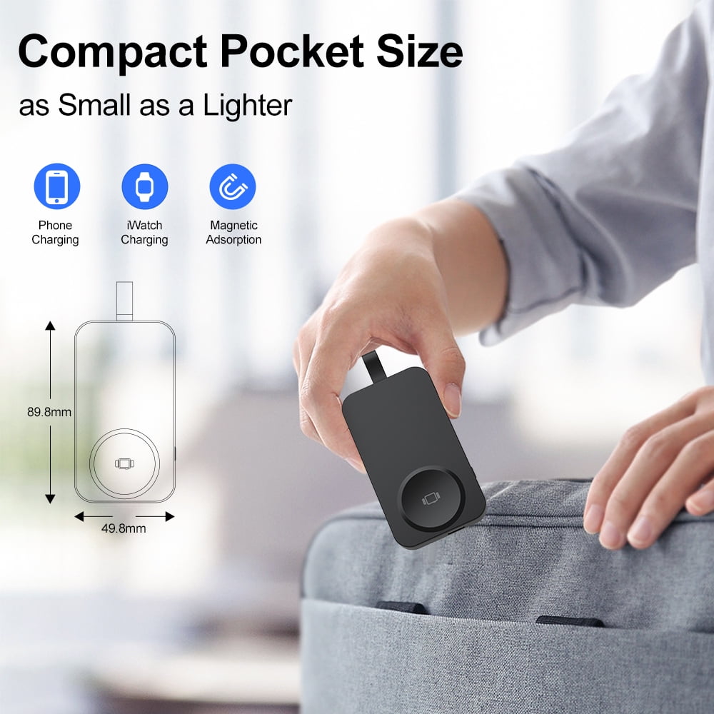 Portable Wireless Charger for Apple Watch - ETEPEHI Wireless Magnetic iWatch Charger for Apple Watch Series 10/9/8/7/6/5/4/3/2/SE/UItra 2/Ultra, 2500mAh Power Bank for Travel