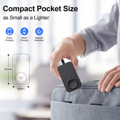 Portable Wireless Charger for Apple Watch - ETEPEHI Wireless Magnetic iWatch Charger for Apple Watch Series 10/9/8/7/6/5/4/3/2/SE/UItra 2/Ultra, 2500mAh Power Bank for Travel