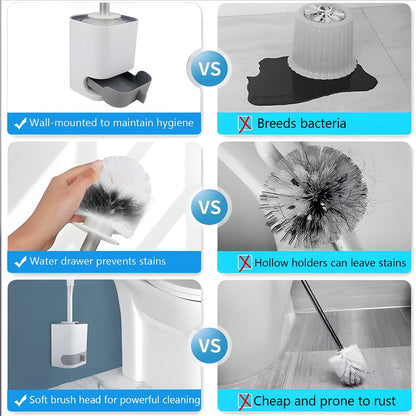 Toilet Brush and Holder, Nylon Bristles Bathroom Scrubber Cleaner Brush with Holder