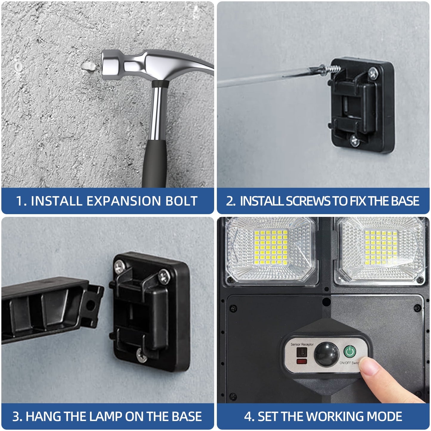 IJIL Solar Street Lights Outdoor - 7000K Waterproof Motion Sensor LED Solar Parking Lot Lights with Remote for Yard Outside